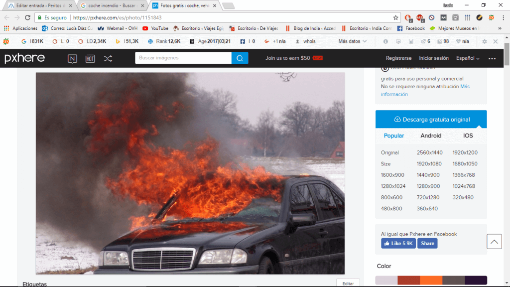 reconstrucción de accidente de tráfico por incendio